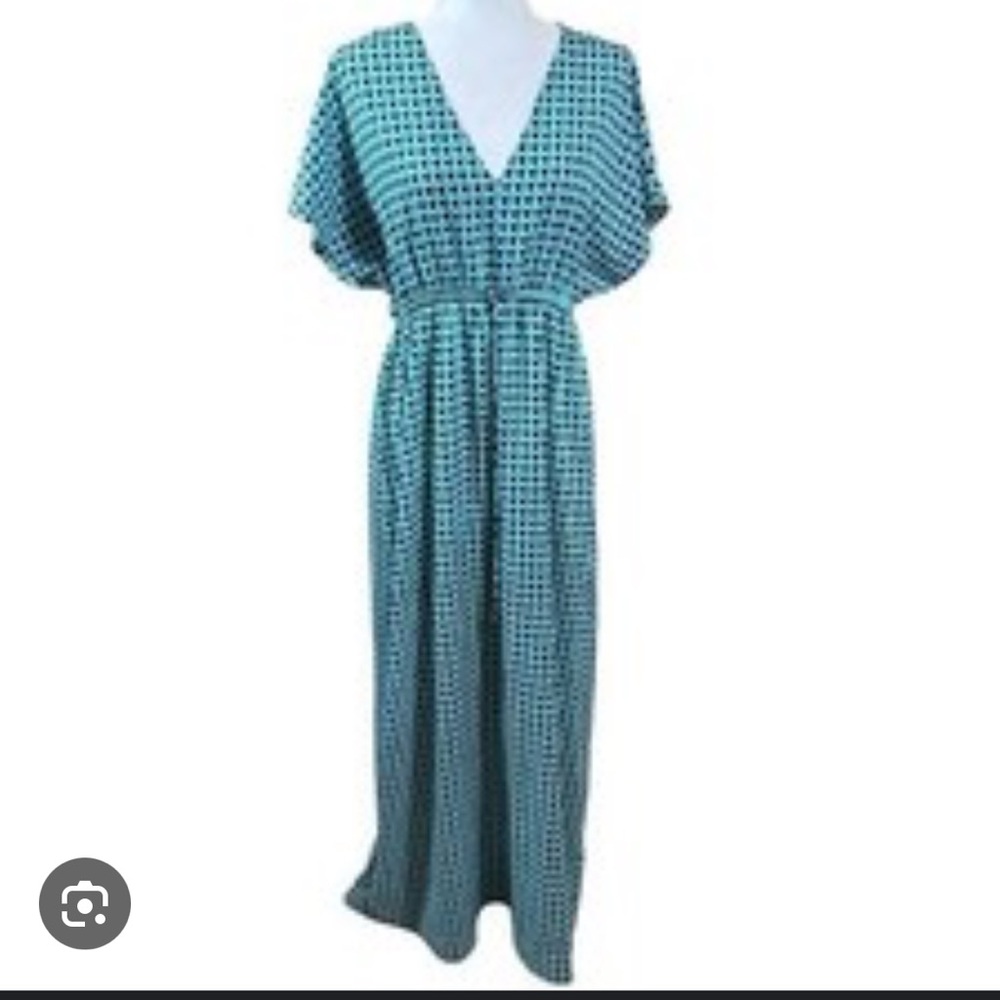 Michael Kors Teal Geometric Maxi Dress